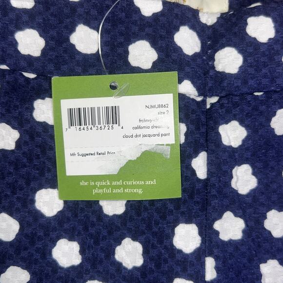 NWT KATE SPADE Cloud Dot Jacquard Pant Size 2 Navy And White Cropped Ankle Pant - Picture 7 of 12